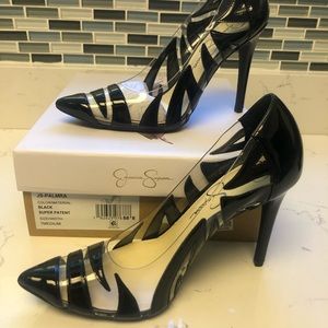 Jessica Simpson black and clear shoes